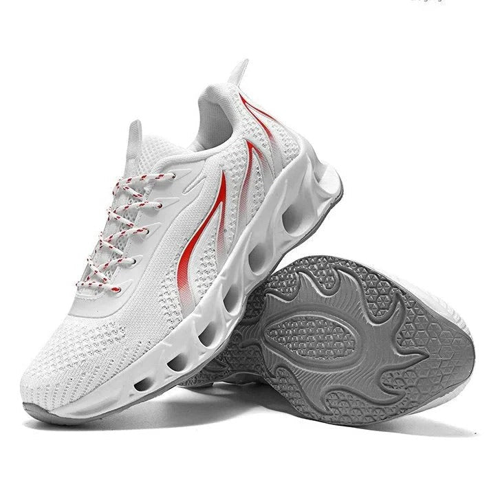Men's lace-up running trainers with sculpted soles