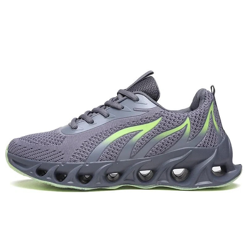 Men's lace-up running trainers with sculpted soles