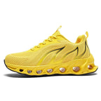 Men's lace-up running trainers with sculpted soles