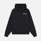 Oversized pullover hoodie with hood, long sleeves and contrasting text graphic on the back