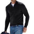 Men's plain quarter-zip knit jumper with mock neck and long sleeves