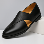 Textured loafers with penny-style straps in brown and black
