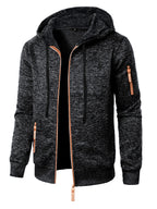 Men's hooded jacquard knit cardigan with full zip and zipped pockets