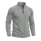 Men's long-sleeve quarter-zip sweatshirt with mock neck and washed texture