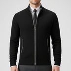 Men's stand collar cardigan sweater with zip front and side pockets