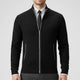 Men's textured knit cardigan with mock neck and full zip fastening
