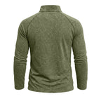 Men's long-sleeve quarter-zip sweatshirt with mock neck and washed texture