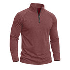 Men's long-sleeve quarter-zip sweatshirt with mock neck and washed texture