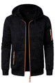 Men's hooded jacquard knit cardigan with full zip and zipped pockets