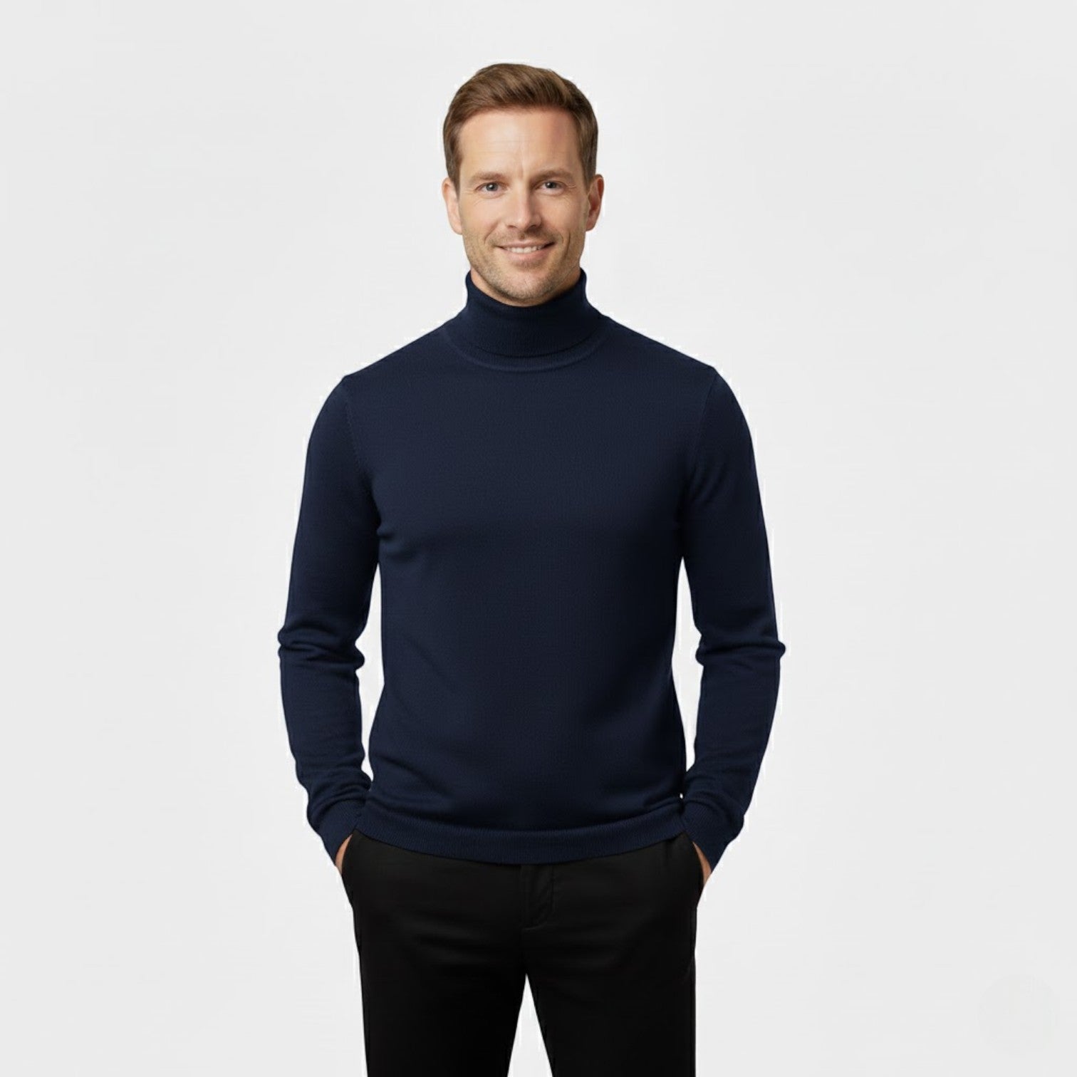 Men's slim-fit turtleneck sweater three-piece set