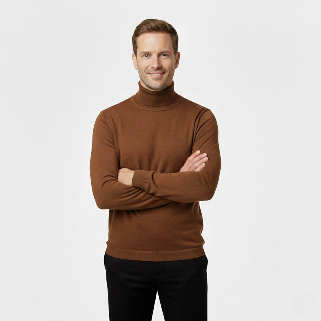 Men's slim-fit turtleneck sweater three-piece set