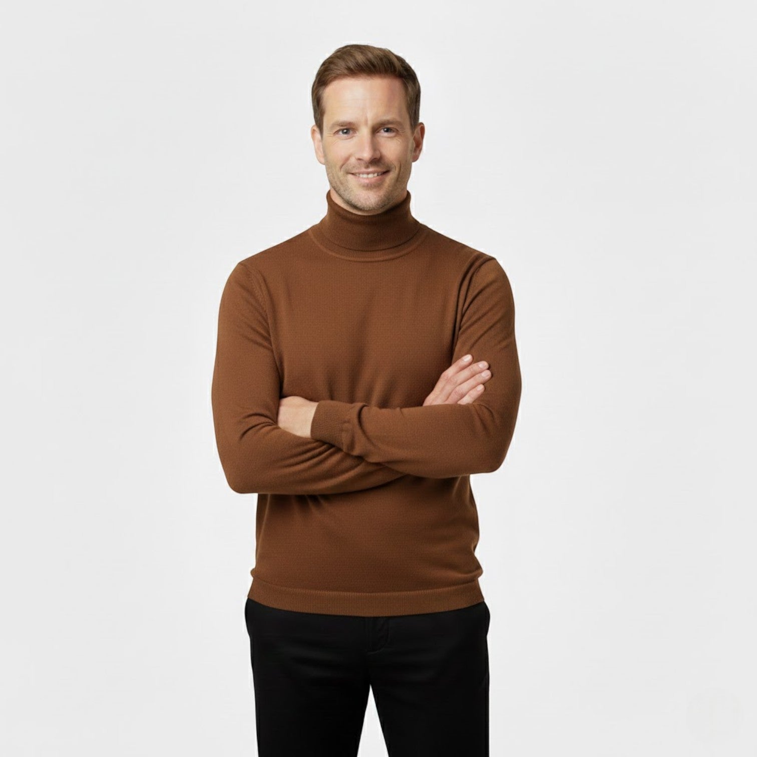 Men's slim-fit turtleneck sweater three-piece set