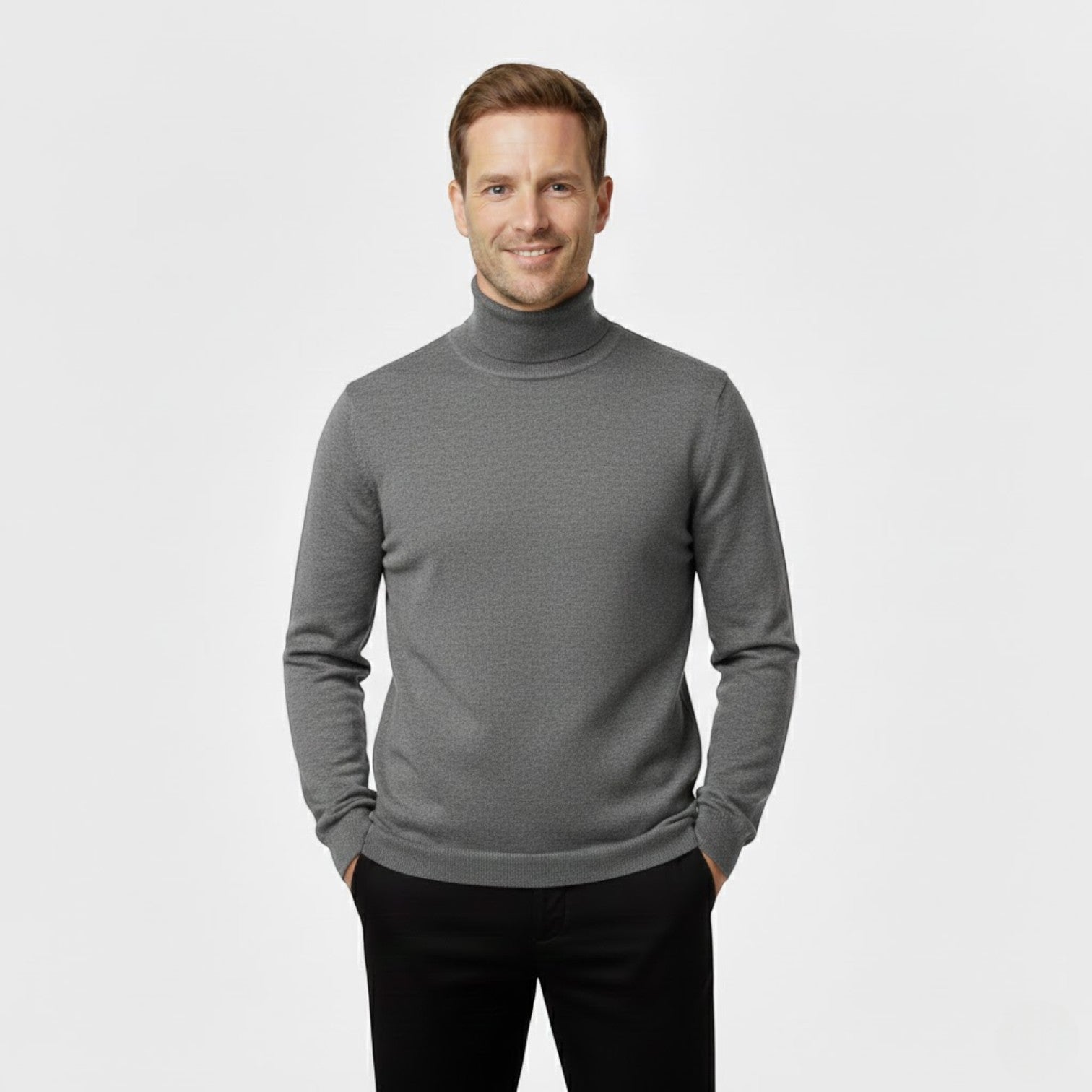 Men's slim-fit turtleneck sweater three-piece set
