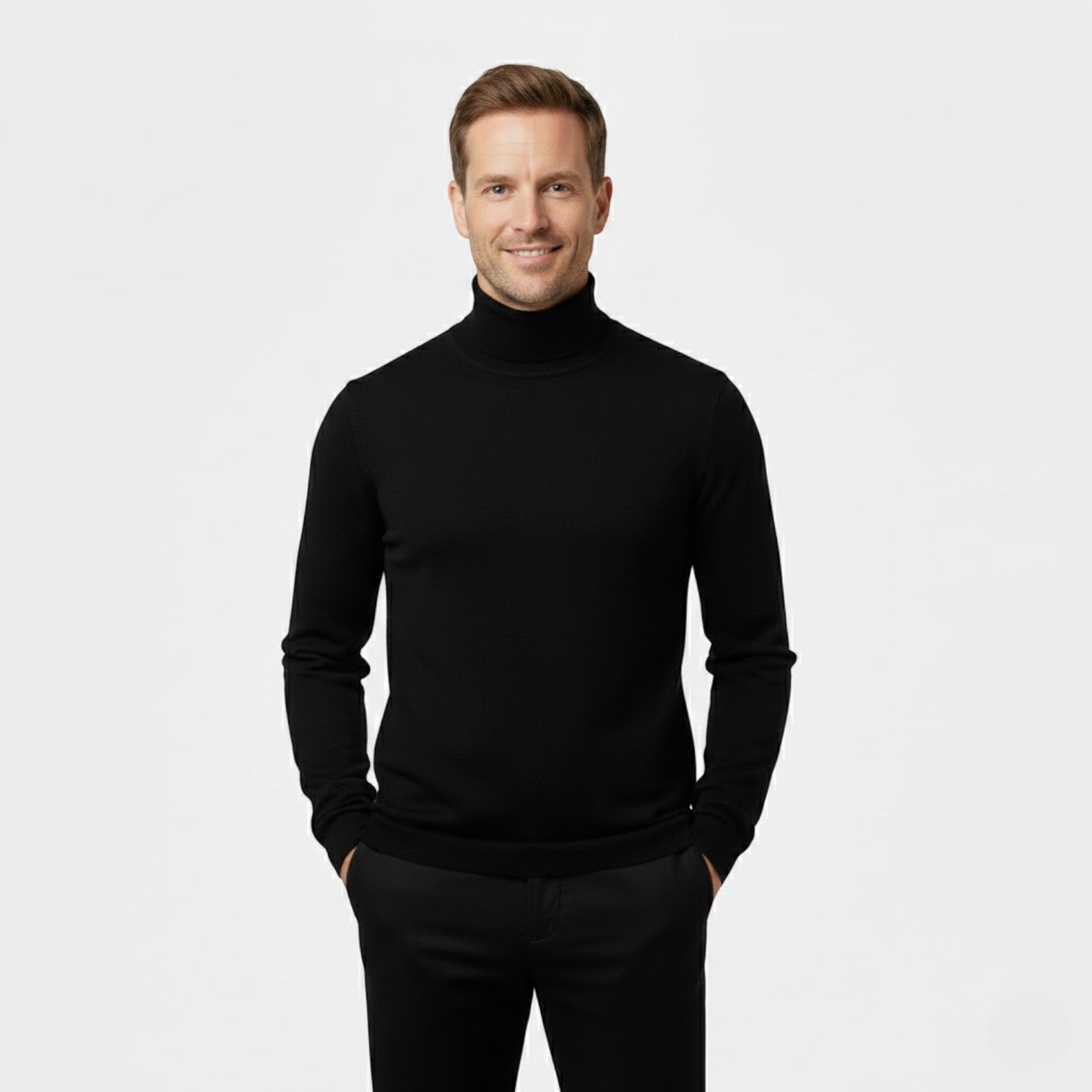 Men's slim-fit turtleneck sweater three-piece set