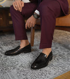 Black men's square toe keeper loafers with low heels