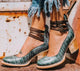 Women's ankle boots with three buckle straps and block heel