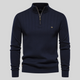 Men's ribbed quarter-zip jumper with high collar