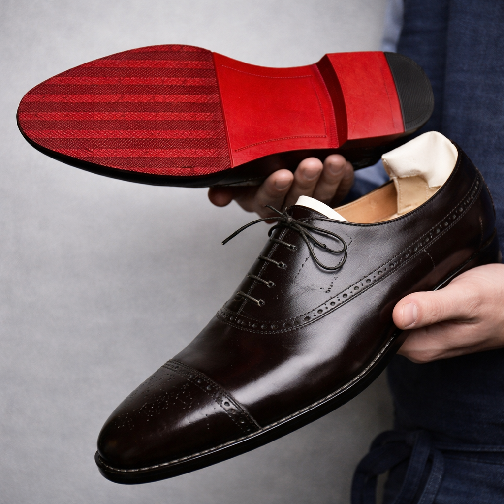 Men's Oxford shoes with perforated brogue toe detailing and lace-up fastening