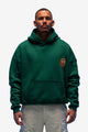 Men's green hoodie with graphic print, hood and kangaroo pocket