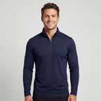 Men's plain quarter-zip sweatshirt with mock neck and long sleeves