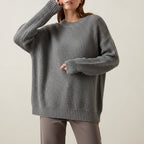 Women's oversized ribbed knit jumper with crew neck