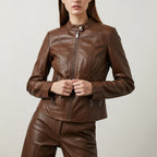 Women's panelled mock neck jacket with front zip and zipped pockets