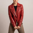Women's tailored jacket with notched lapels and long sleeves