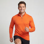 Men's plain quarter-zip sweatshirt with mock neck and long sleeves