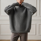 Women's oversized ribbed knit jumper with crew neck
