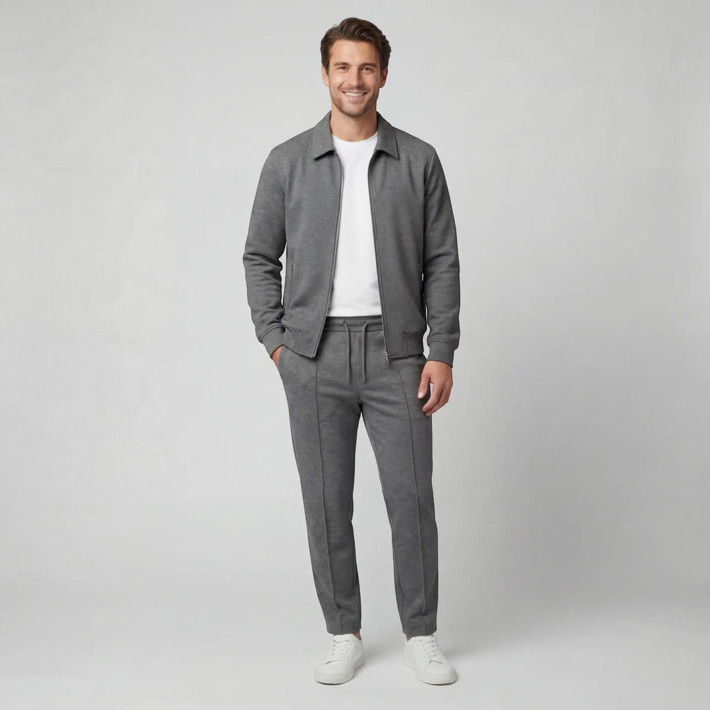 Men's matching jacket and trouser set with zip jacket and drawstring trousers
