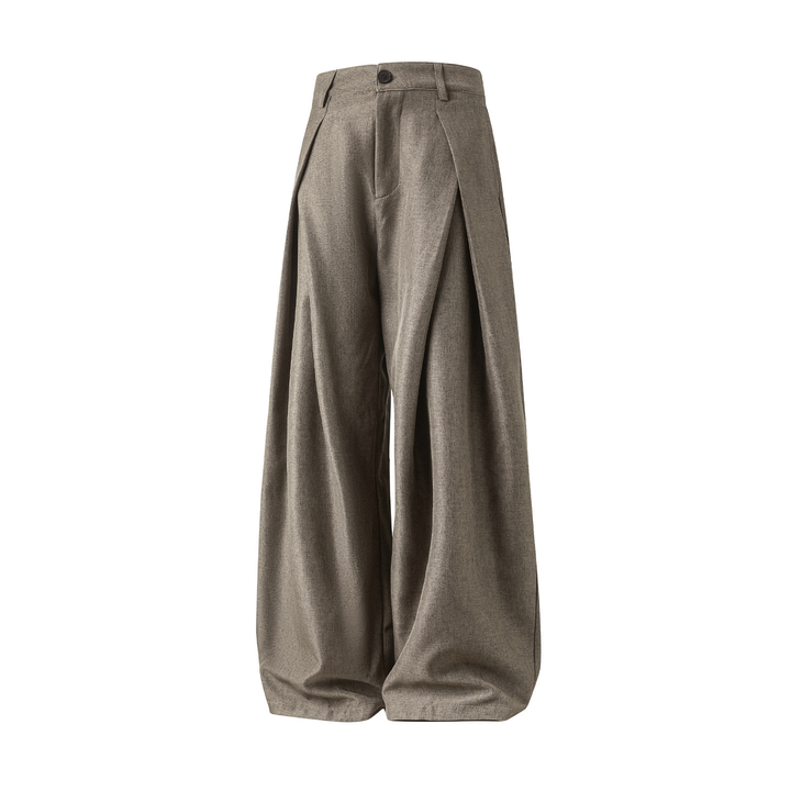 Men's High Waist Pleated Wide Leg Trousers