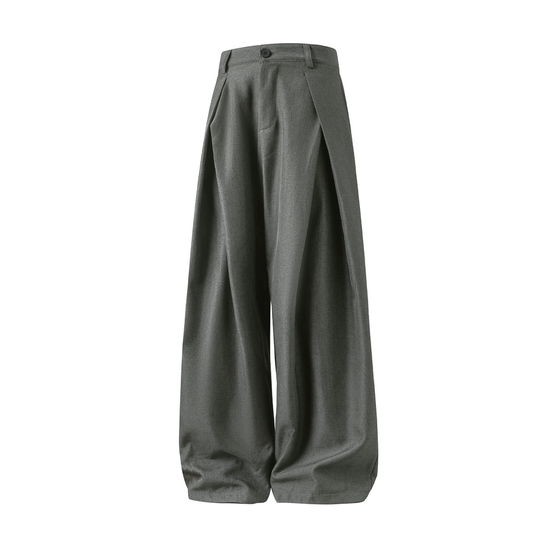 Men's High Waist Pleated Wide Leg Trousers