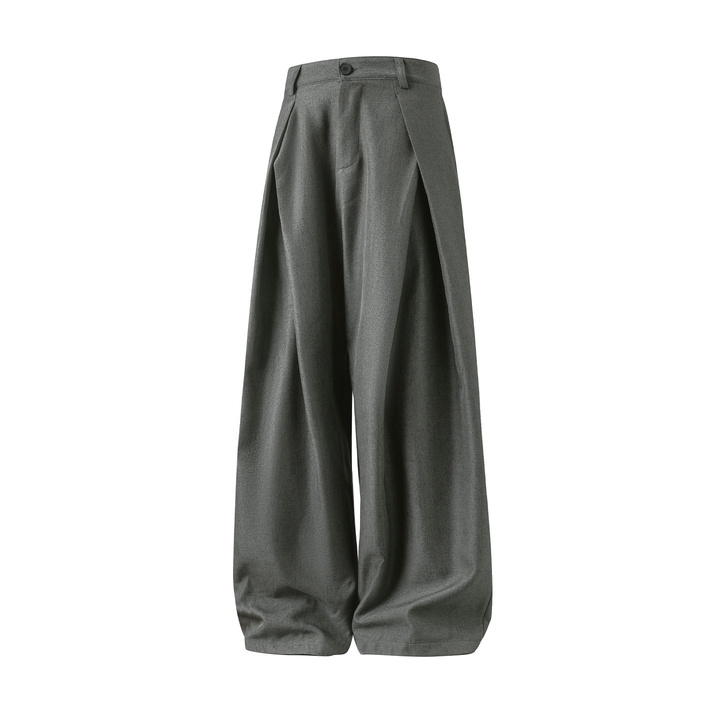 Men's High Waist Pleated Wide Leg Trousers