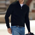 Men's quarter-zip jumper with stand collar and ribbed cuffs