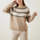 Women's Fair Isle crew neck sweater with long sleeves