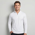 Men's plain quarter-zip sweatshirt with mock neck and long sleeves