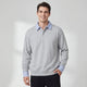 Men's collared sweatshirt with striped collar and button placket