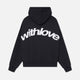 Cropped hooded sweatshirt with large Withlove back lettering