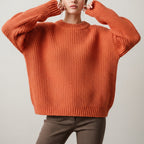 Women's oversized ribbed knit jumper with crew neck