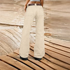 Women's straight-leg cargo trousers with high waist and utility pockets