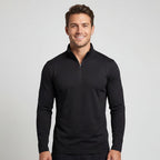 Men's plain quarter-zip sweatshirt with mock neck and long sleeves