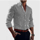 Men's vertical striped shirt with button front and rolled sleeves