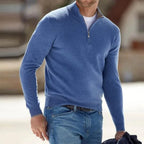 Men's quarter-zip jumper with stand collar and ribbed cuffs
