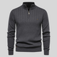 Men's ribbed quarter-zip jumper with high collar