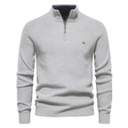 Men's ribbed quarter-zip jumper with high collar