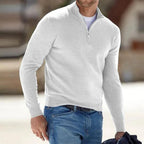 Men's quarter-zip jumper with stand collar and ribbed cuffs
