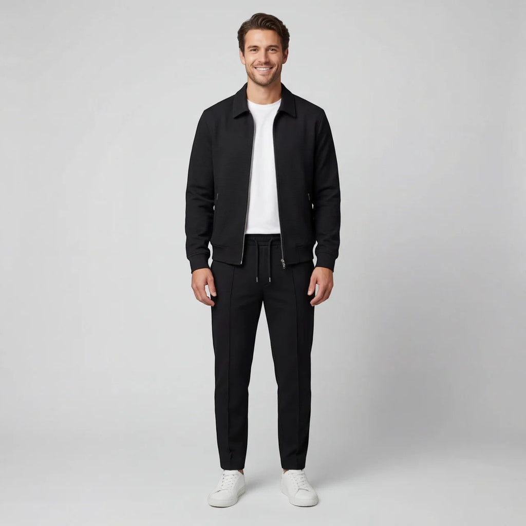 Men's matching jacket and trouser set with zip jacket and drawstring trousers