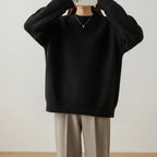 Women's oversized ribbed knit jumper with crew neck