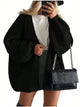 Women's oversized open-front knitted cardigan with long lantern sleeves