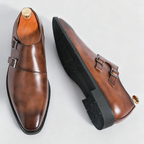 Men's double monk strap loafers with buckle fastenings